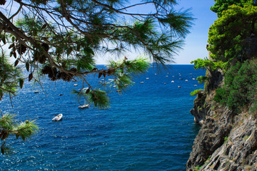 Beautiful view of the sea and coast on the sunny day.Italy.