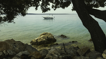 Fishing Boat on Adriatic Sea Near Croatian Coastline 