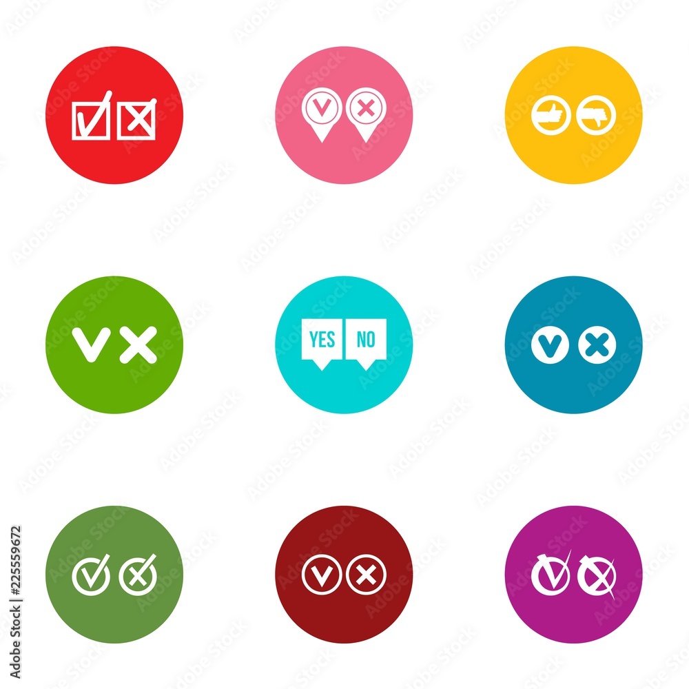 Poster tick icons set. flat set of 9 tick vector icons for web isolated on white background