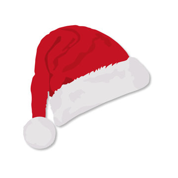 Christmas santa hat on a white background whith shadow