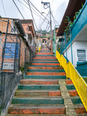 Stairs in a poor neighborhood in Medellin, Colombia