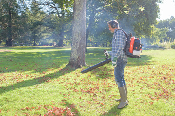 gardener by work with exhauster