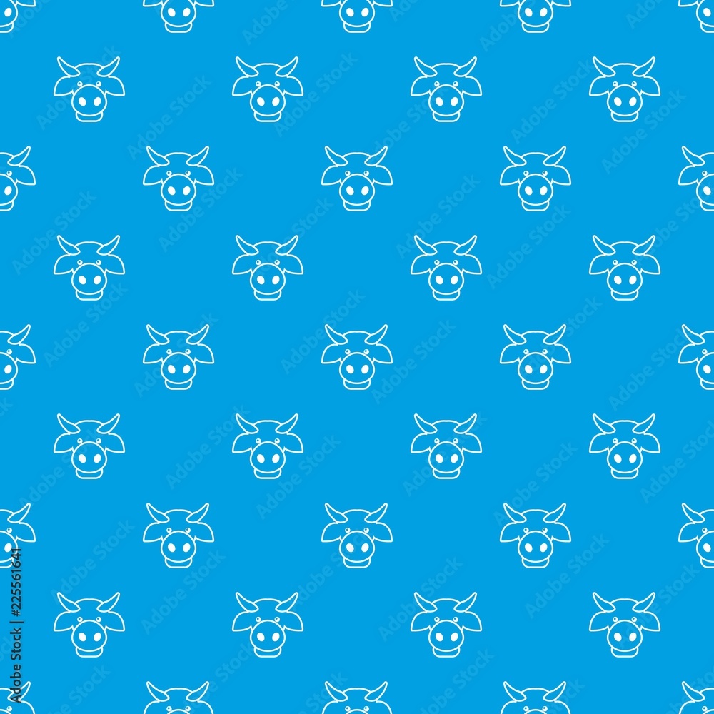 Poster cow head pattern vector seamless blue repeat for any use