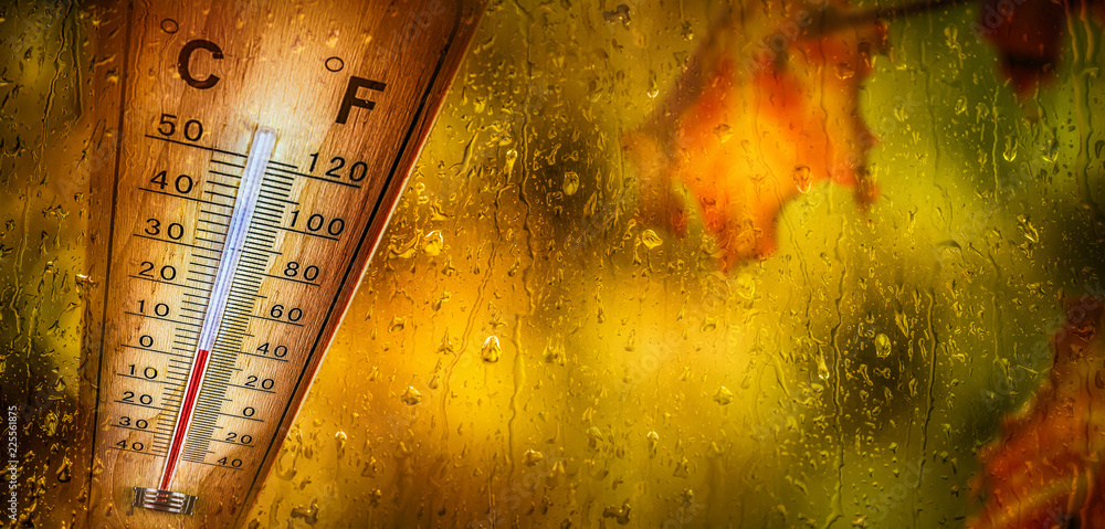 Wall mural thermometer behind the window shows a low temperature.