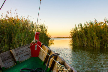 Sailing at sunset in the lagoon 