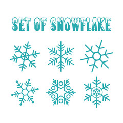 Flat design line snowflakes vector Christmas and new year decoration element set.