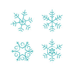 Snowflake vector icon background set white color. Winter blue christmas snow flake crystal element. Weather illustration ice collection. Xmas frost flat isolated silhouette symbol