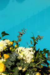 fiori sulla piscina