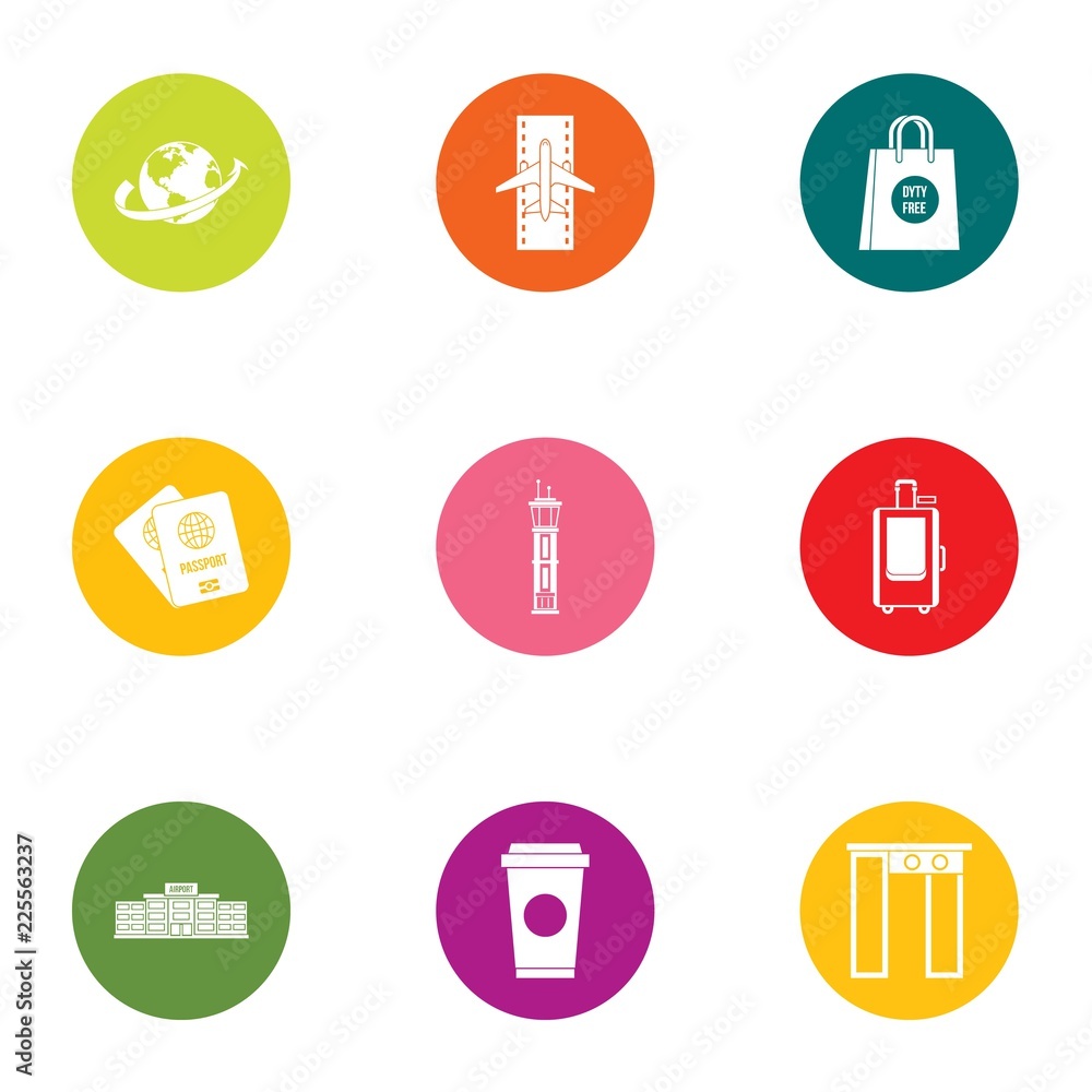Poster jaunt icons set. flat set of 9 jaunt vector icons for web isolated on white background