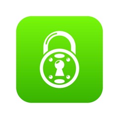 Lock icon green vector isolated on white background