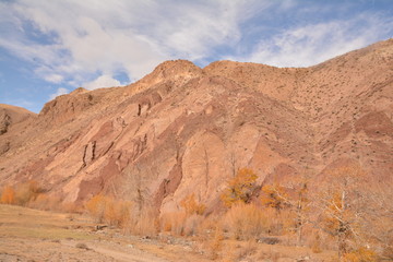 mountains landscape nature landscape view sky air oxygen autumn season grass trees blue yellow sand stone gray brown ridge water river rocks rock blue Altai,Russia open space