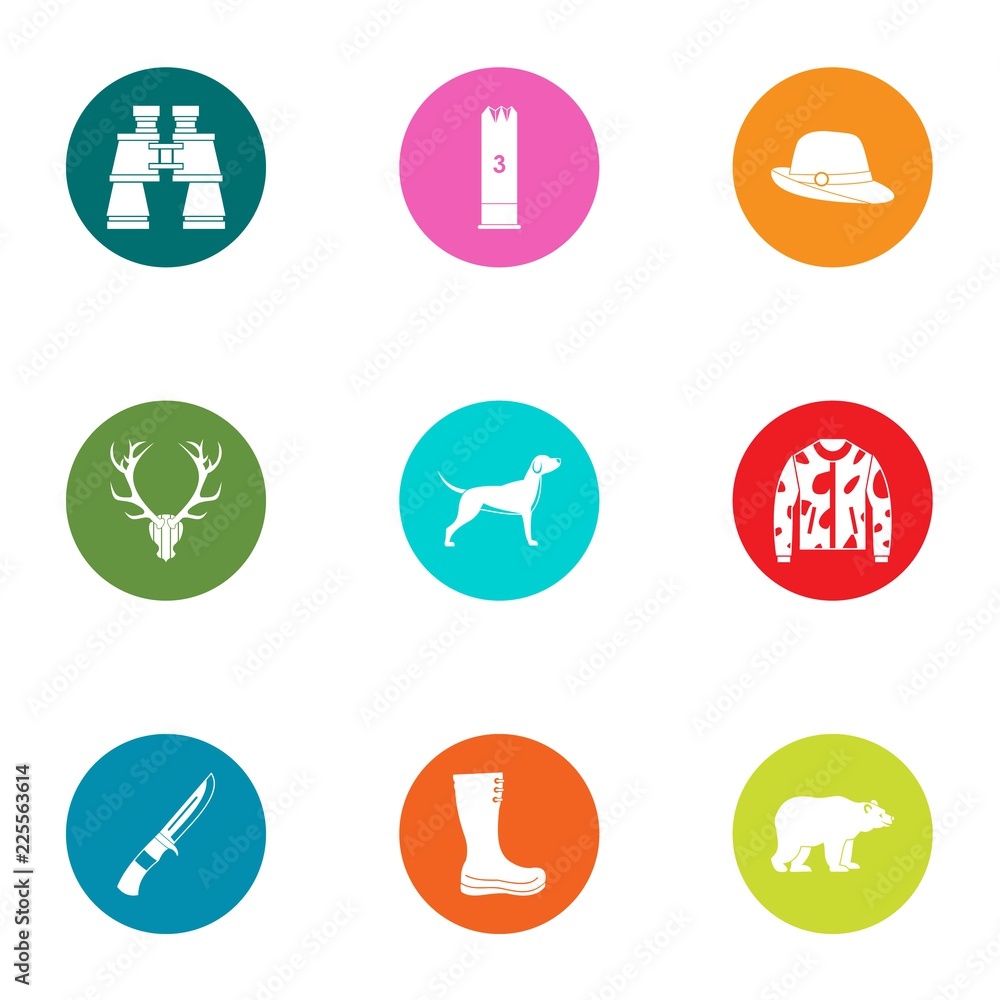 Poster trekking icons set. flat set of 9 trekking vector icons for web isolated on white background