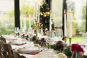 Christmas decorated table