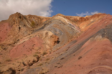 mountains landscape nature landscape view sky air oxygen autumn season grass trees blue yellow sand stone gray brown ridge water river rocks rock blue Altai,Russia open space