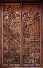 Wood carving of Buddhist history