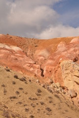 mountains landscape nature landscape view sky air oxygen autumn season grass trees blue yellow sand stone gray brown ridge water river rocks rock blue Altai,Russia open space