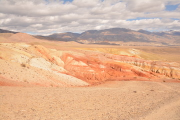 mountains landscape nature landscape view sky air oxygen autumn season grass trees blue yellow sand stone gray brown ridge water river rocks rock blue Altai,Russia open space