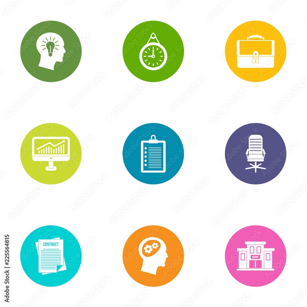 Poster competence icons set. flat set of 9 competence vector icons for web isolated on white background