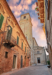 Fototapeta na wymiar Vasto, Abruzzo, Italy: ancient street with the medieval church of Santa Maria Maggiore