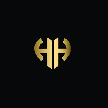 Heart Shaped Initial Letters H H or HH Romantic Logo Design
