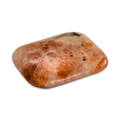 Cabochon cut sunstone isolated on white background