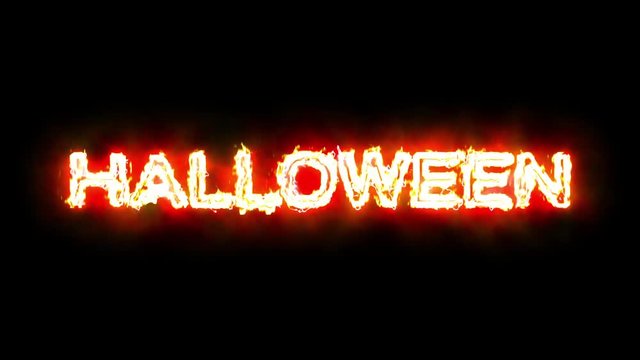 Halloween holiday fire animation on black background