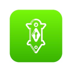 Lock door icon green vector isolated on white background