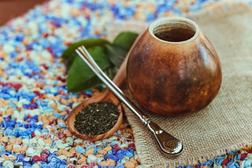 Image of calabash and bombilla for drinking mate