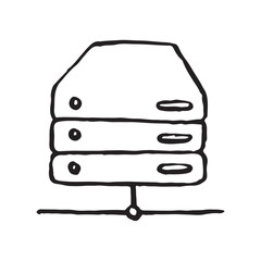 Database storage doodle icon