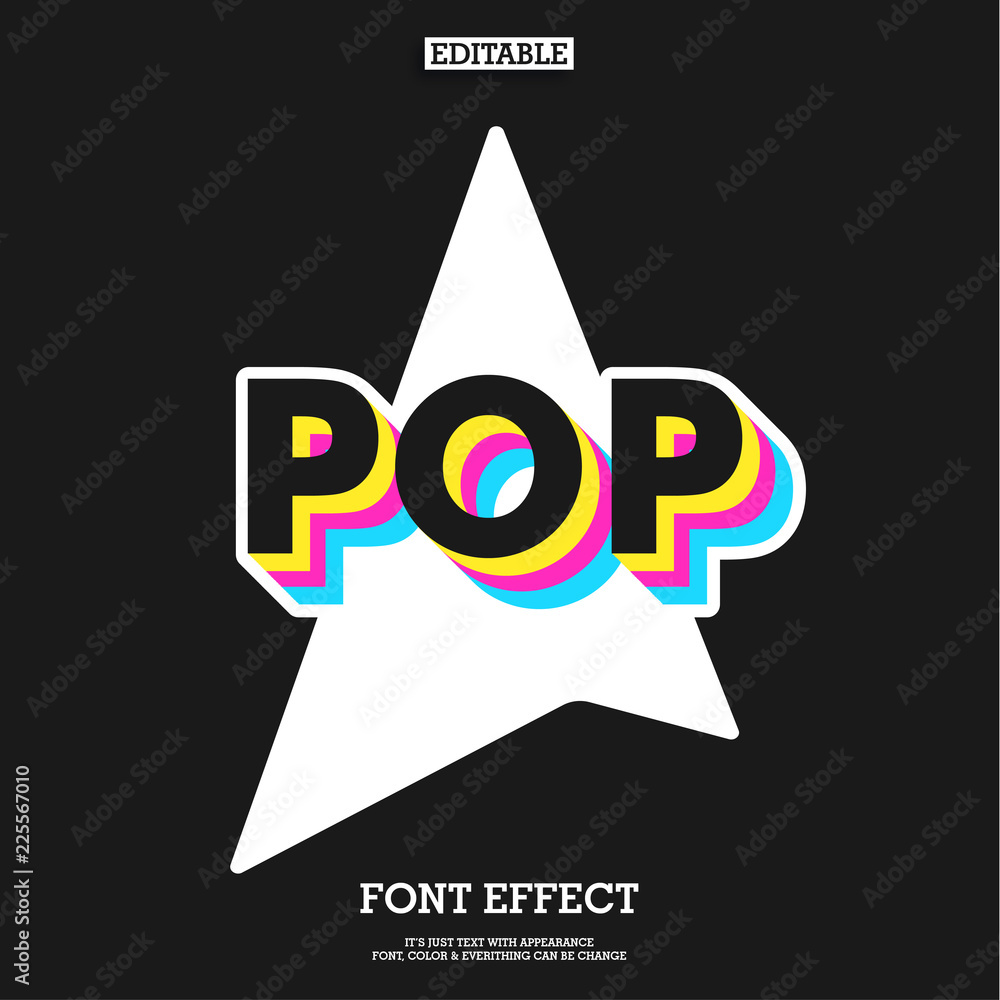 Poster cool dark pop art text effect with simple color design