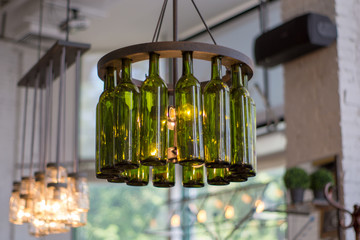 chandelier of glass bottles-interesting decoration