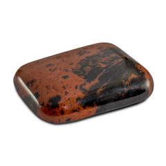 Cabochon cut mahogany obsidian stone isolated on white background