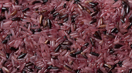 Black glutinous rice or black sticky rice,food background.