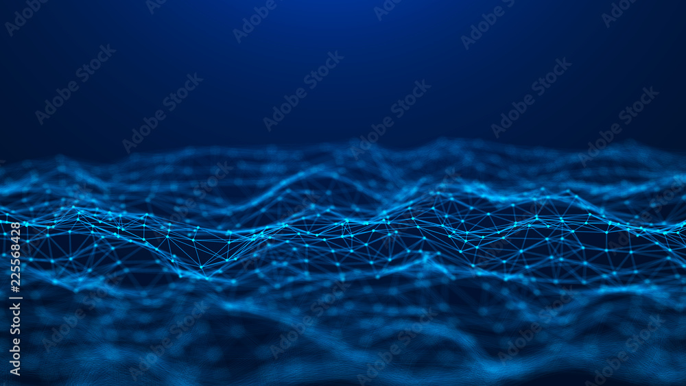Poster Abstract technology background. Network connection. Big data visualization. 4k rendering.