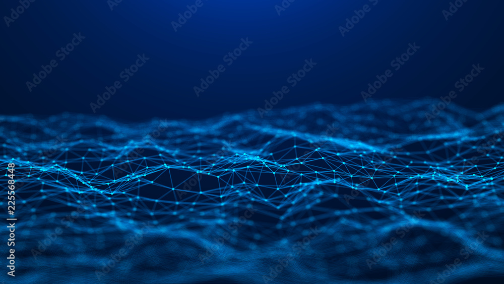 Poster Abstract technology background. Network connection. Big data visualization. 4k rendering.