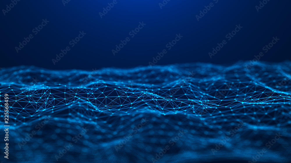 Poster Abstract technology background. Network connection. Big data visualization. 4k rendering.