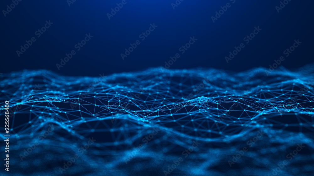 Aufkleber Abstract technology background. Network connection. Big data visualization. 4k rendering.