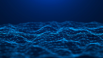 Abstract technology background. Network connection. Big data visualization. 4k rendering.