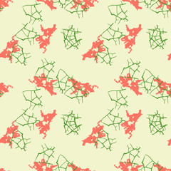 UFO military camouflage seamless pattern in yellow, red and different shades of green colors