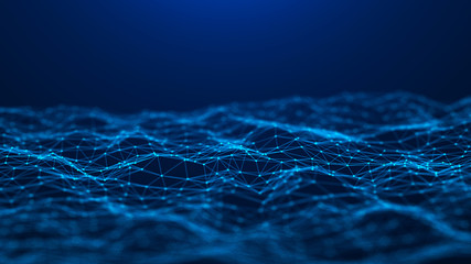Abstract technology background. Network connection. Big data visualization. 4k rendering.