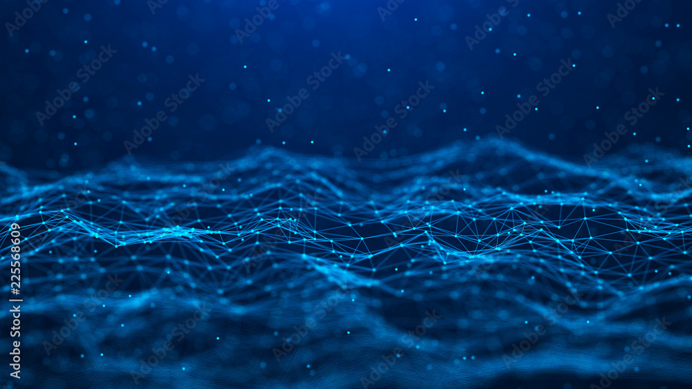 Aufkleber Abstract technology background. Network connection. Big data visualization. 4k rendering.