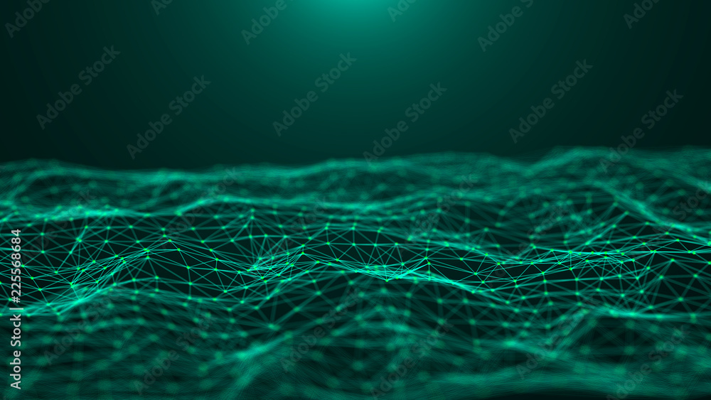 Poster Abstract technology background. Network connection. Big data visualization. 4k rendering.