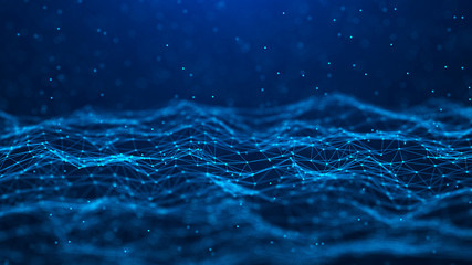 Abstract technology background. Network connection. Big data visualization. 4k rendering.