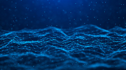 Abstract technology background. Network connection. Big data visualization. 4k rendering.