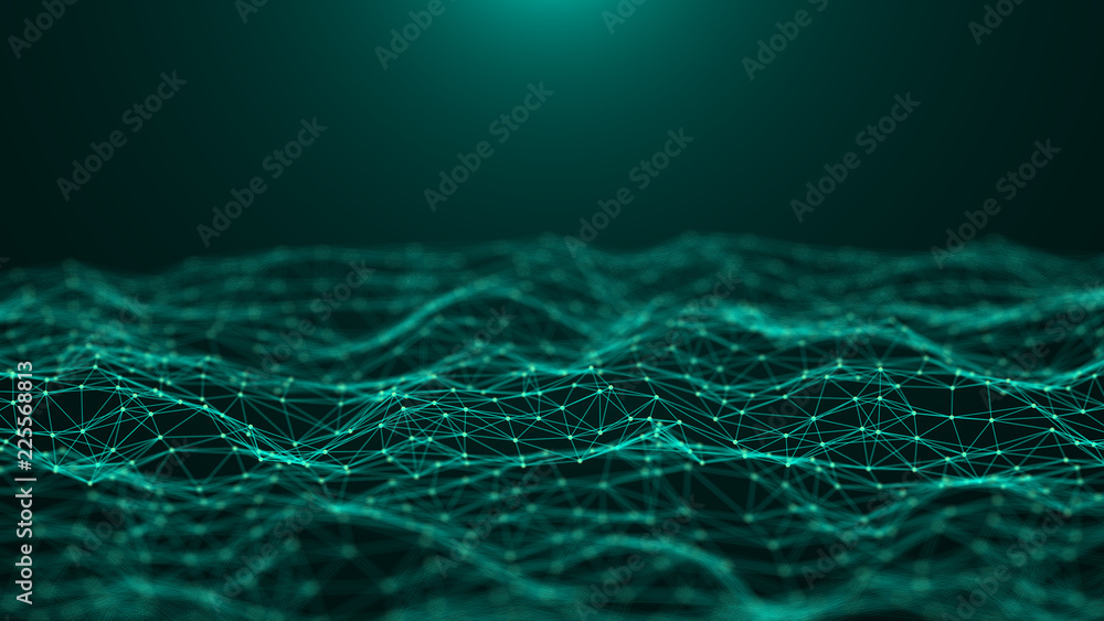 Aufkleber Abstract technology background. Network connection. Big data visualization. 4k rendering.