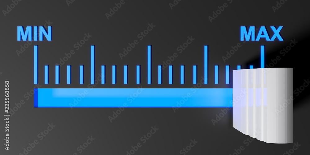 Poster level selector on a black control panel - 3d rendering