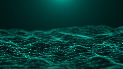 Abstract technology background. Network connection. Big data visualization. 4k rendering.