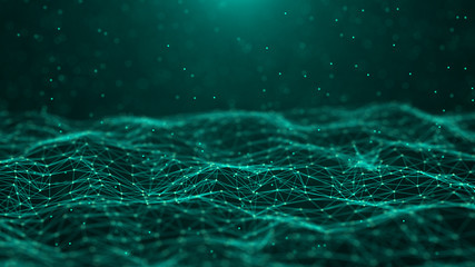 Abstract technology background. Network connection. Big data visualization. 4k rendering.