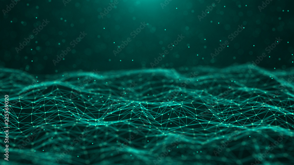 Poster Abstract technology background. Network connection. Big data visualization. 4k rendering.