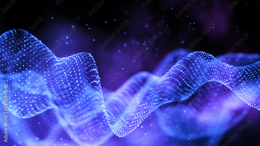 Aufkleber Data technology abstract futuristic illustration. Abstract technology background. Network connection. Big data visualization. 4k rendering.